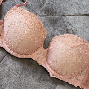 Victoria's Secret Dream Angels Lined Lace Adjustable Demi Bra Size 32D Mauve